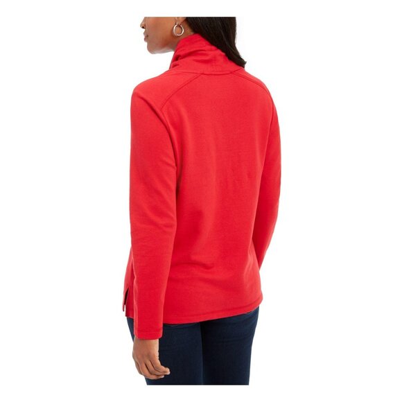 Karen Scott Cowl Neck Shirt Top Women's LARGE Red Soft Relaxed Oversized Fit NEW - Picture 8 of 10